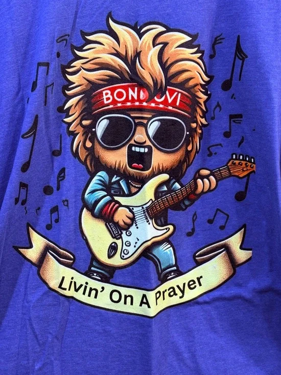 Bon Jovi Men’s Blue 'Livin' On A Prayer' Graphic Tee - Picture 2 of 2